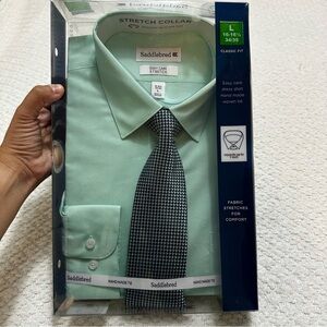 Saddlebred Easy Care Dress Shirt with Tie Men’s Size L